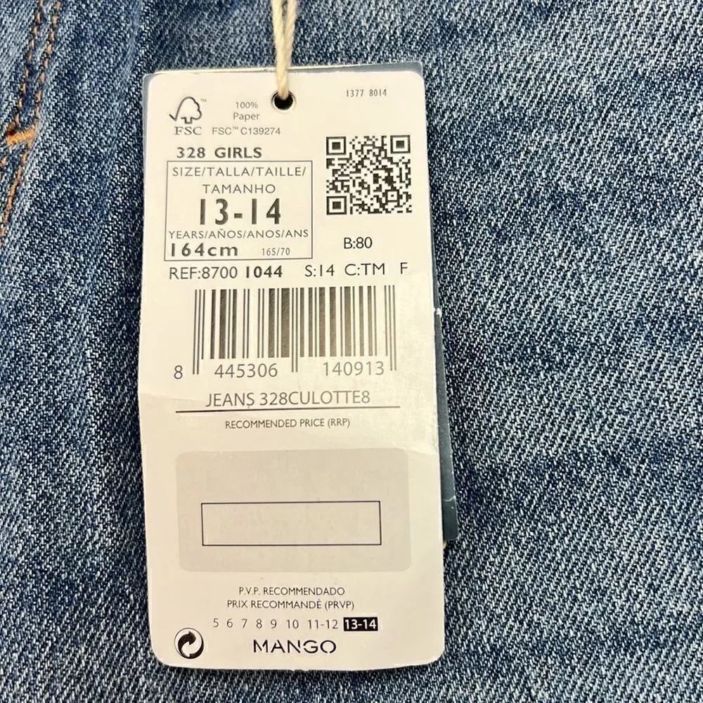 MNG Urban Outfitters Culottes Jeans girls 13/14. NWT - Picture 6 of 15
